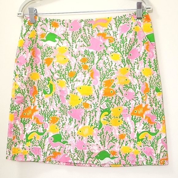 Lilly Pulitzer Womens  Coastal Corral  Fish and sea Horse Print  Skirt Size 6 - Picture 2 of 16